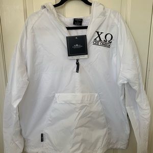White Charles Rivers Chi Omega jacket